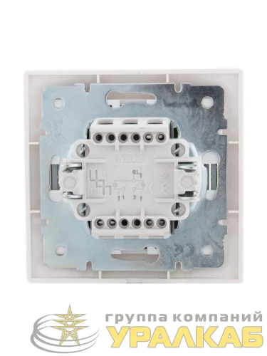 Выключатель 2-кл. СП Mira 10А IP20 с подсветкой с сер. вставкой бел. LEZARD 701-0215-112 детальная картинка