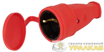 Розетка RX10-R-IP44 16А IP44 прямая с заземл. каучук красн. ЭРА Б0055419