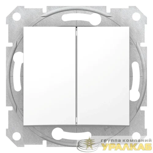 Переключатель проходной 2-кл. СП Sedna 10А IP20 (сх. 6+6) 250В механизм бел. SchE 