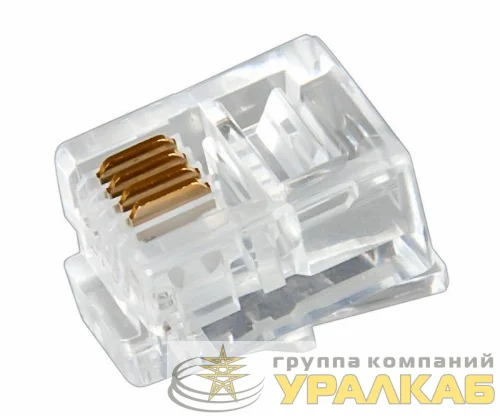 Разъем телефонный RJ-14 6P4C (уп.100шт) Rexant 05-1012 детальная картинка