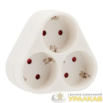 Разветвитель 3-м с заземл. 16А пирамида бел. Rexant 