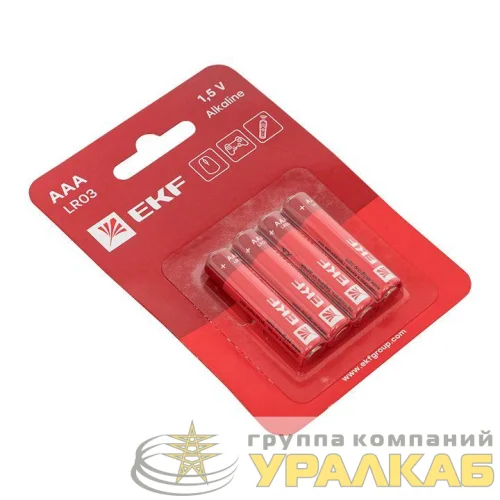 Элемент питания алкалиновый AAA/LR03 (блист.4шт) EKF 