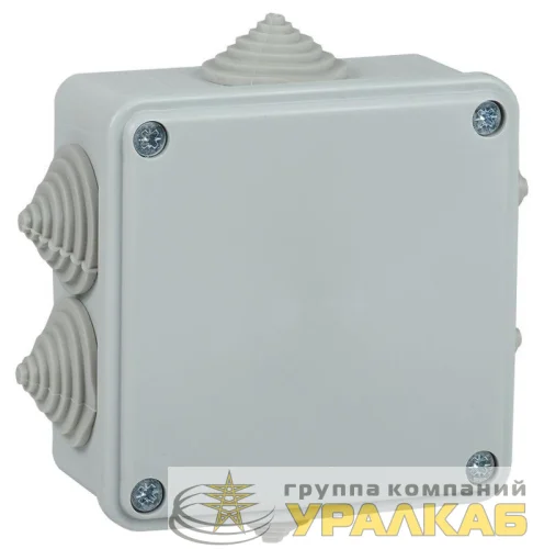 Коробка распаячная ОП КМ 100х100х45 IP44 6 вводов (RAL7035) IEK UKO11-100-100-045-K41-44 детальная картинка