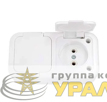 Розетка 2-м ОП 16А IP44 бел. БЕЛТИЗ РА10-221
