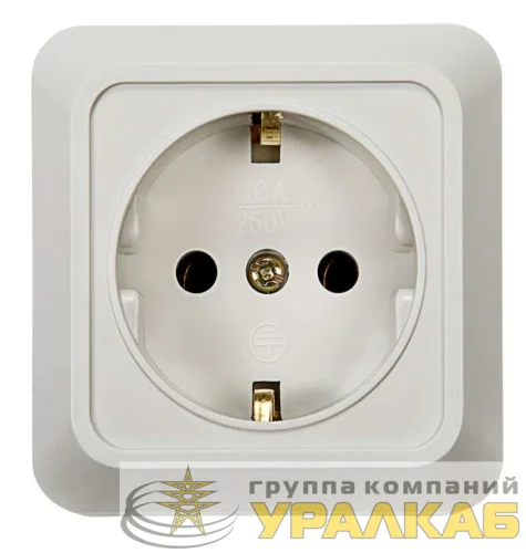 Розетка 1-м BOLLETO с заземл. накл. 7028 бел. ASD / IN HOME 4680005959792 детальная картинка