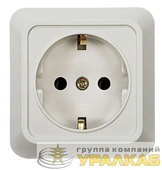 Розетка 1-м BOLLETO с заземл. накл. 7028 бел. ASD / IN HOME 4680005959792