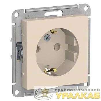 Розетка 1-м СП AtlasDesign 16А IP20 с заземл. защ. шторки механизм беж. SE ATN000245