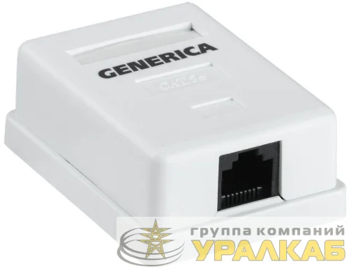 Розетка компьютерная 1-м ОП RJ45 кат.5E UTP GENERICA CS2-1C5EU-12-G детальная картинка