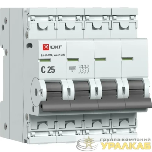 Выключатель автоматический модульный 4п C 25А 6кА ВА 47-63N PROxima EKF 