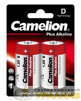 Элемент питания алкалиновый D/LR20 1.5В Plus Alkaline LR20-BP2 BL-2 (блист.2шт) Camelion 1654