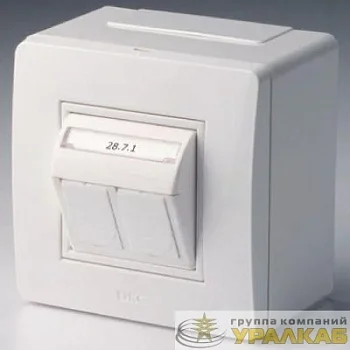 Коробка PDD-N60 с 2 розетками Brava RJ45 кат.5E (телефон/компьютер) бел. DKC 