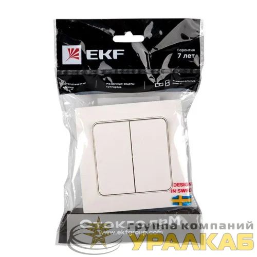 Выключатель 2-кл. Стокгольм 10А бел. PROxima EKF EXV10-023-10 детальная картинка