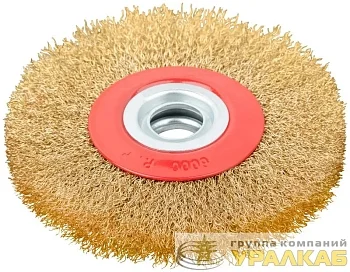 Корщетка-колесо стальная латунированная волнистая проволока 125мм FIT 