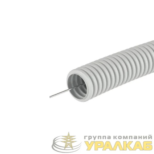 Труба гофрированная ПВХ гибкая легкая d16мм с протяжкой сер. (уп.25м) DKC 