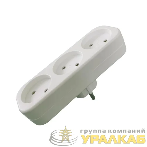 Разветвитель 3-м без заземл. 16А 250В IP20 полипропилен бел. TOKOV ELECTRIC 