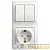 Блок комбинированный Glossa (розетка защ. шторки с заземл.+ 2-кл. выкл.) бел. SE 