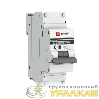 Выключатель автоматический модульный 1п C 10А 10кА ВА 47-100 PROxima EKF mcb47100-1-10C-pro