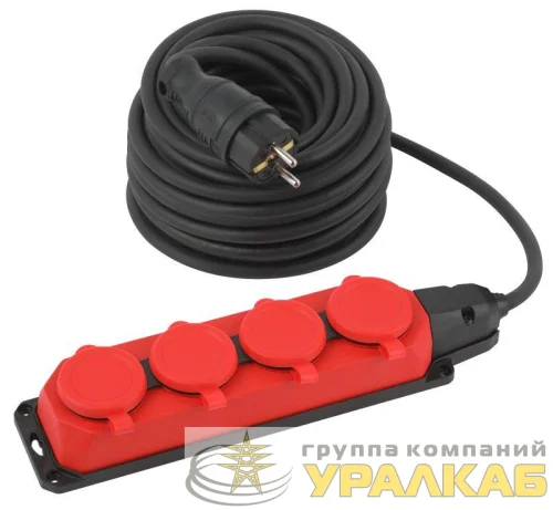 Удлинитель силовой UK-4e-3x1.5-20m-IP44(KG) с заземлением 4 розетки каучук 20м КГ 3х1.5кв.мм IP44 Эра Б0057587 детальная картинка Удлинитель силовой UK-4e-3x1.5-20m-IP44(KG) с заземлением 4 розетки каучук 20м КГ 3х1.5кв.мм IP44 Эра Б0057587 детальная картинка
