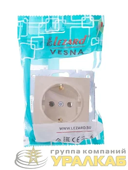 Розетка 1-м СП Vesna с заземл. ПБТ механизм крем. LEZARD 742-0388-122B