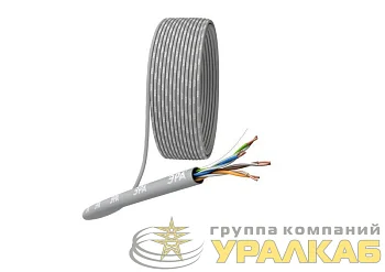 Кабель витая пара U/UTP кат.5E 4х2х24AWG solid CU PVC сер. (м) Эра Б0044429