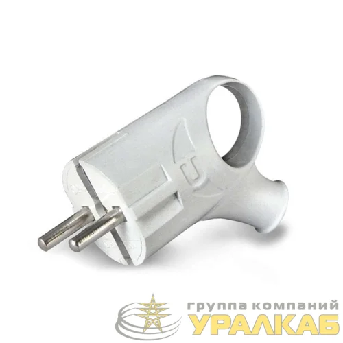 Вилка электрическая угловая 16А 250В с заземл. с ушком бел. (еврослот) UNIVersal А112 детальная картинка