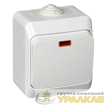 Выключатель 1-кл. ОП Этюд 10А IP44 10AX с подсветкой бел. SE BA10-045B