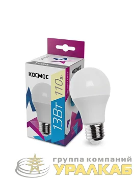 Лампа светодиодная A60 13Вт 3000К E27 220В КОСМОС LkecLED13wA60E2730