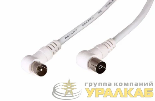 Шнур TV Plug - TV Jack 3м угловой бел. Rexant 18-0024 детальная картинка