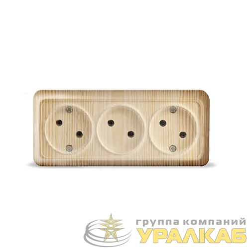 Розетка 3-м ОП Олимп 16А IP20 без заземл. сосна UNIVersal 1172 детальная картинка