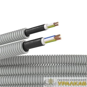 Электротруба ПВХ гибкая гофр. d20мм сер. с кабелем ВВГнг(А)-LS 3х1.5кв.мм РЭК "ГОСТ+" (уп.100м) DKC 