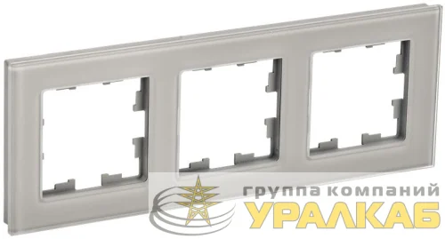 Рамка 3-м BRITE РУ-3-2-БрД стекло дым. IEK BR-M32-G-K30 детальная картинка