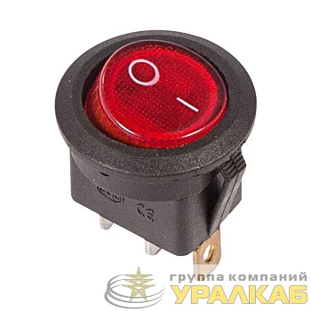 Выключатель клавишный круглый 250В 6А (3с) ON-OFF красн. с подсветкой (RWB-214 SC-214 MIRS-101-8) Rexant 36-2570