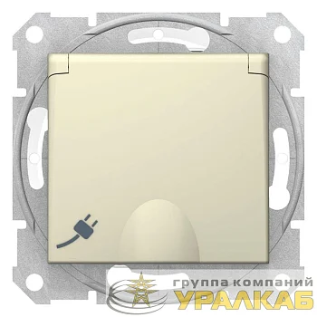 Механизм розетки 1-м СП Sedna 16А IP44 с заземл. быстрозажим. контакты защ. шторки с крышкой беж. SchE 