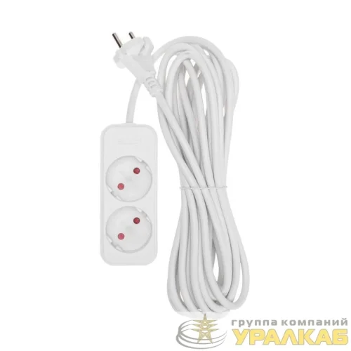 Удлинитель 2х5м без заземл. STANDARD 2х1кв.мм бел. Rexant 