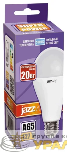 Лампа светодиодная PLED-SP 20Вт A65 5000К холод. бел. E27 230В/50Гц JazzWay A