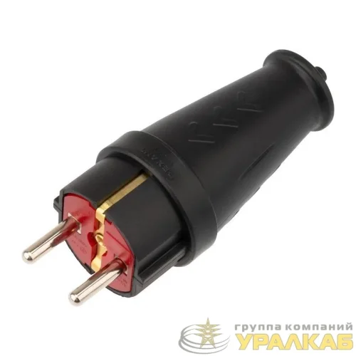 Вилка прямая влагозащ. 16А IP44 с заземл. COMPACT каучук черн. Rexant 
