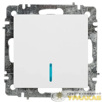 Выключатель 1-кл. СП Accent 6-102-01 10А IP20 250В с подсветкой AL/CU бел. Intro Б0063445