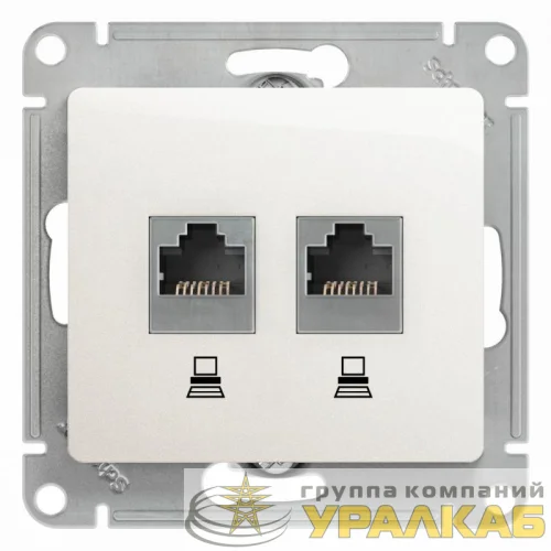 Розетка компьютерная 2-м Glossa RJ45 кат.5E механизм перламутр. SchE GSL000685KK детальная картинка