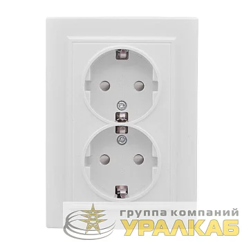 Розетка 2-м СП Минск 16А IP20 с заземл. защ. шторки бел. Basic EKF 