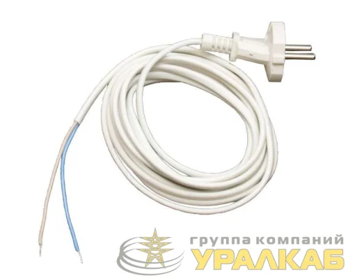 Шнур с электр. вилкой (ПВС-ВП 2х0.75) 2.2м бел. UNIVersal 9632166 детальная картинка