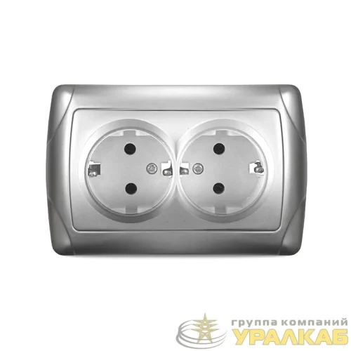 Розетка 2-м СП Маргарита 16А IP20 с заземл. серебр. UNIVersal 