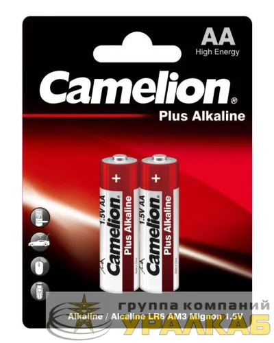 Элемент питания алкалиновый AA/LR6 1.5В Plus Alkaline LR6-BP2 BL-2 (блист.2шт) Camelion 1652 детальная картинка