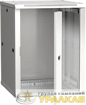Шкаф 19 дюйм LINEA W 12U 600х600мм настен. стекл. дверь RAL7035 ITK LWR3-12U66-GF