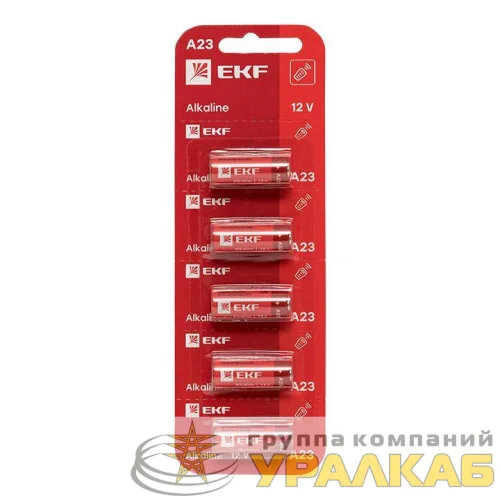 Элемент питания алкалиновый A23 для сигнализаций (блист.5шт) EKF A23-BL5 детальная картинка