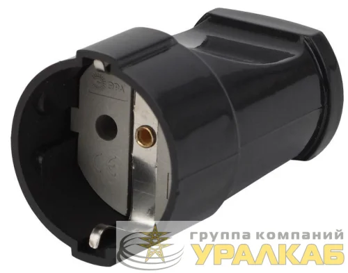 Розетка кабельная с заземл. прямая 16А черн. Rx2-B ЭРА 