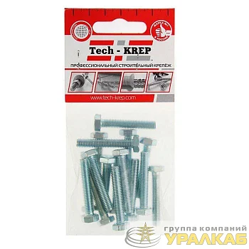 Болт DIN933 с шестигранной головкой М6х50 оцинк. (уп.14шт) Tech-KREP 102962