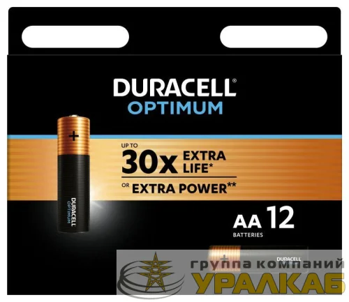 Элемент питания алкалиновый АА 1.5В LR6-12BL Optimum 5014073 (блист.12шт) Duracell 