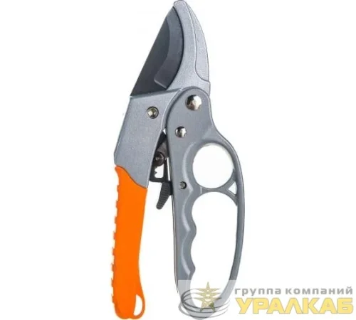 Секатор 200мм возвратная пружина храповый механизм тефлоновое покр. метал. обрезинен. рукоятки Вихрь 