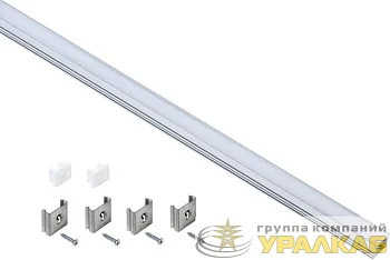 Профиль накладной прямоугульный для светодиод. ленты 1712 L2000 комплект аксессуаров опал алюм. IEK LSADD1712-SET1-2-N1-1-08