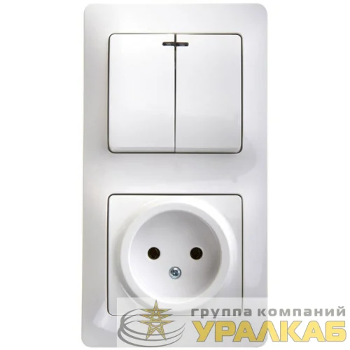Блок комбинированный Glossa (розетка + 2-кл. выкл. с подсветкой) бел. SE GSL000173 детальная картинка